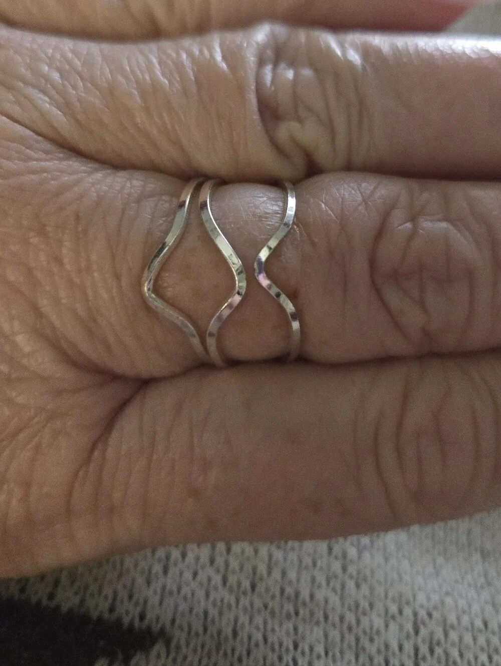 Silver Triple Wave Open Ring